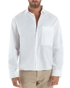 Camicia Uomo Crop Cotone Boxy Fit Bianco C2966A