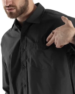 Camicia Uomo Cropped Maniche Lunghe Taschino Boxy Fit Piombo C2827A