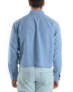 Camicia Uomo Cropped Maniche Lunghe Taschino Boxy Fit Polvere C2828A