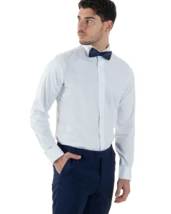 Camicia Uomo Da Smoking Collo Diplomatico Slim Fit Basic Bianco C2951A
