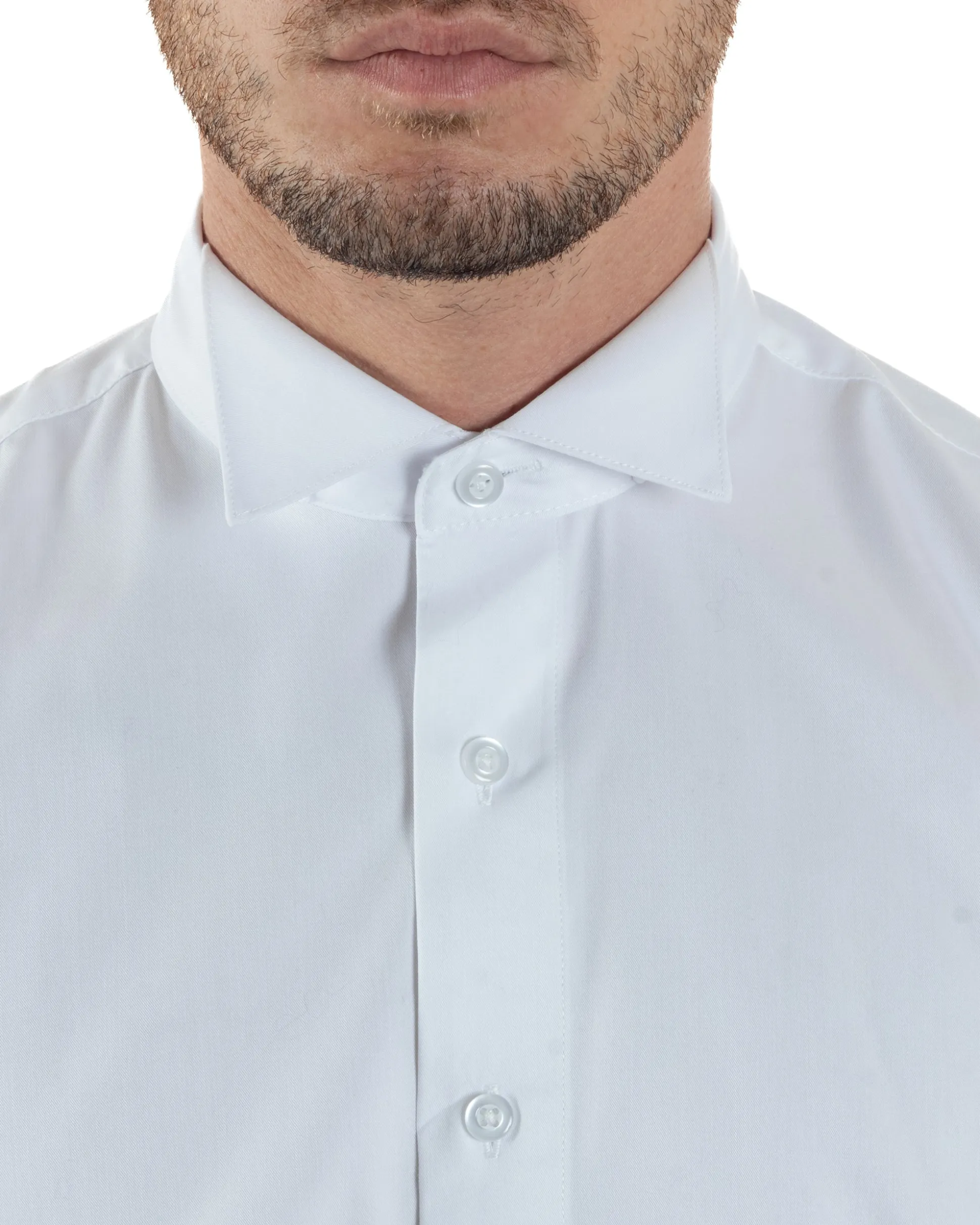 Camicia Uomo Da Smoking Collo Diplomatico Slim Fit Basic Bianco C2951A
