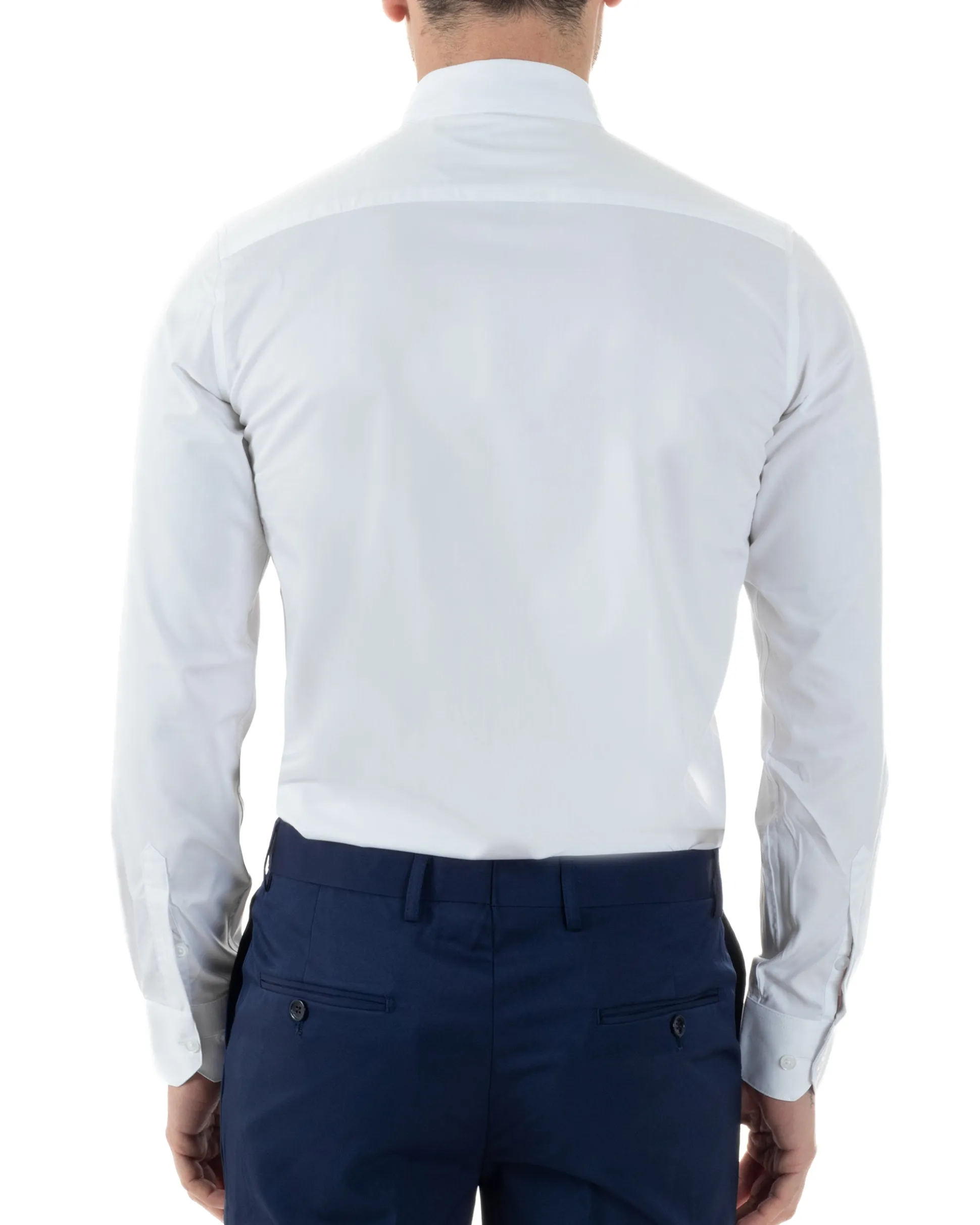 Camicia Uomo Da Smoking Collo Diplomatico Slim Fit Basic Bianco C2951A