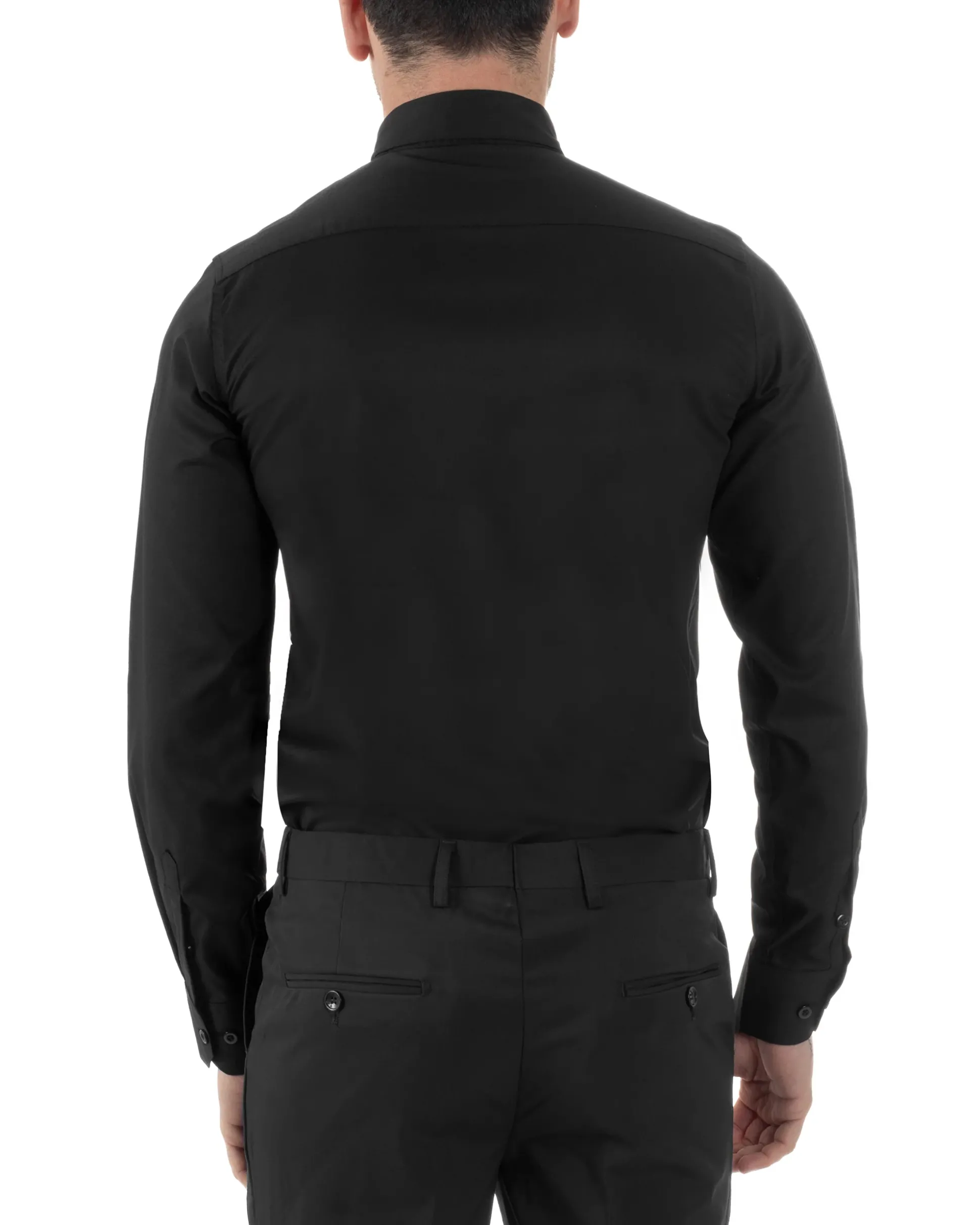 Camicia Uomo Da Smoking Collo Diplomatico Slim Fit Basic Nero C2952A