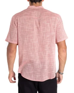 Camicia Uomo Manica Corta Collo Coreano Serafino Melangiata Rosso GIOSAL-CC1166A