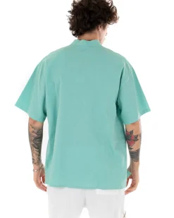 Camicia Uomo Manica Corta Tinta Unita Verde Acqua Collo Coreano Casual GIOSAL-CC1129A