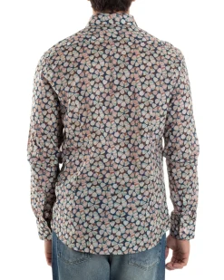 Camicia Uomo Maniche Lunghe Collo Francese Con Colletto Slim Fit Multicolore Fantasia Floreale GIOSAL-C2845A