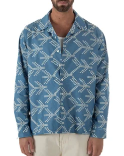 Camicia uomo ricamata allover colletto denim BERNA M-261369