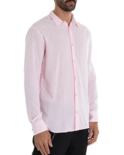 Camicia Uomo Sartoriale Con Colletto Maniche Lunghe Basic Viscosa Morbida Rosa GIOSAL-C2363A