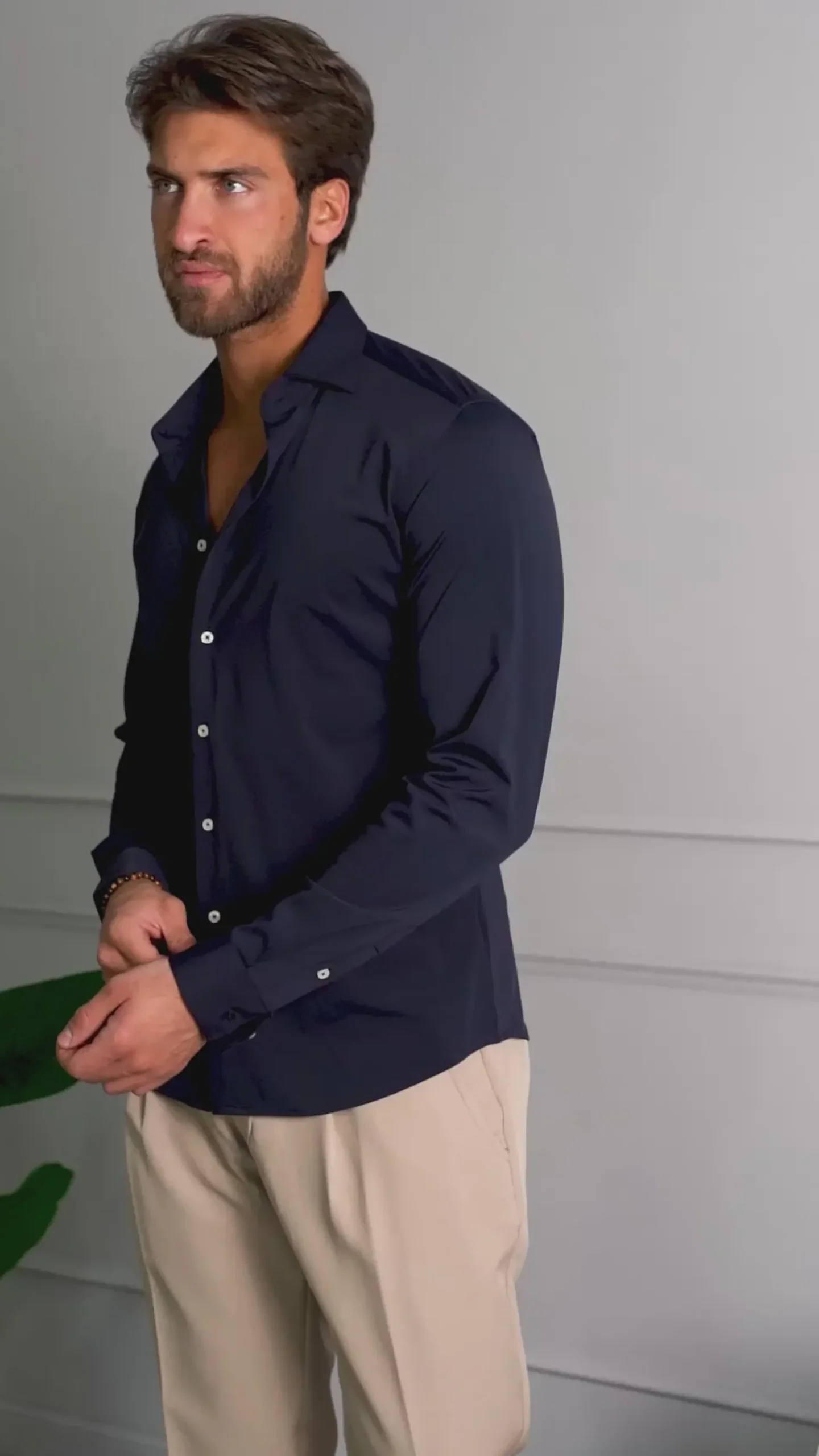 Camicia uomo tessuto no stiro basic colletto semi francese slim fit morbida bianco GIOSAL-C2962A