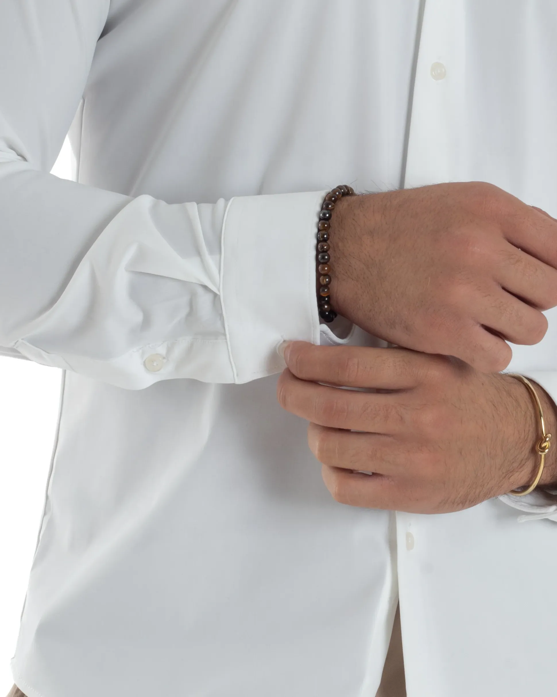 Camicia uomo tessuto no stiro basic colletto semi francese slim fit morbida bianco GIOSAL-C2962A
