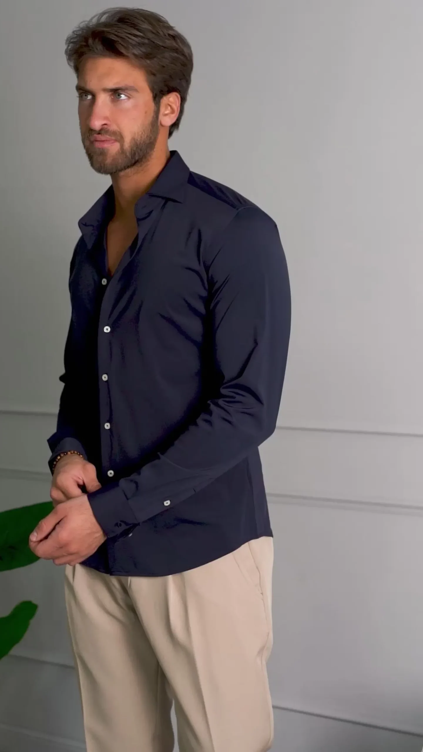 Camicia Uomo Tessuto No Stiro Basic Colletto Semi-Francese Slim Fit Morbida Celeste C2992A