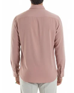 Camicia uomo viscosa morbida collo francese sartoriale relaxed fit rosa GIOSAL-C3065A