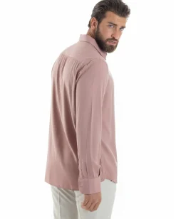 Camicia uomo viscosa morbida collo francese sartoriale relaxed fit rosa GIOSAL-C3065A