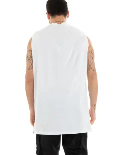 Canotta Uomo Basic Giromanica Lunga Casual Tinta Unita Bianca Girocollo GIOSAL-CN1076A