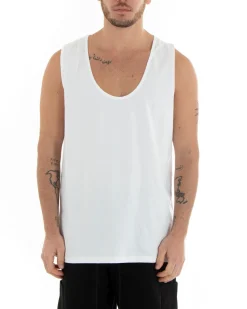 Canotta Uomo Canottiera T-Shirt Basic Casual Tinta Unita Bianco GIOSAL-CN1075A