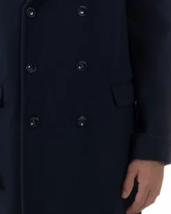 Cappotto Doppiopetto Uomo Oversize Giaccone Lungo Revers Ampi Blu CO1096A