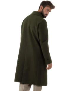 Cappotto Doppiopetto Uomo Oversize Giaccone Lungo Revers Ampi Verde CO1095A