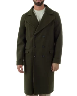 Cappotto Doppiopetto Uomo Oversize Giaccone Lungo Revers Ampi Verde CO1095A