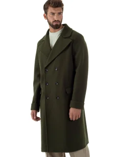 Cappotto Doppiopetto Uomo Oversize Giaccone Lungo Revers Ampi Verde CO1095A