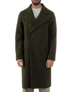 Cappotto Doppiopetto Uomo Oversize Giaccone Lungo Revers Ampi Verde CO1095A