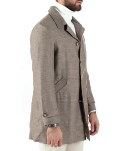 Cappotto Giacca Monopetto Uomo Con Colletto Giaccone Tortora Giubbotto Baronetto Casual Elegante GIOSAL-CO1033A