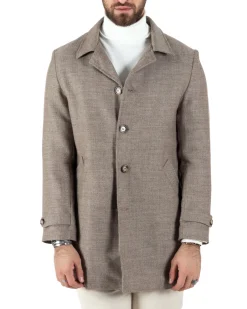 Cappotto Giacca Monopetto Uomo Con Colletto Giaccone Tortora Giubbotto Baronetto Casual Elegante GIOSAL-CO1033A