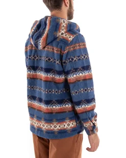 Cappotto Giubbotto Uomo Camicia Camicione Con Cappuccio Casual Fantasia Blu GIOSAL-G2924A