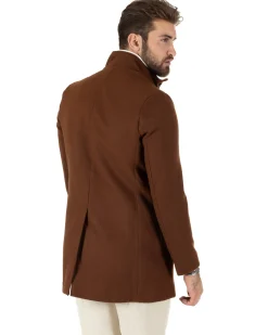 Cappotto Monopetto Uomo Giacca Collo Coreano Giaccone Lungo Tabacco Baronetto Elegante GIOSAL-CO1019A