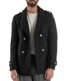 Cappotto Uomo Doppiopetto Corto Teddy Revers Nero Over-D OE1F2W5J44