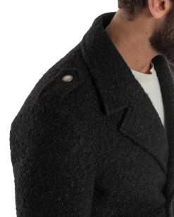 Cappotto Uomo Doppiopetto Corto Teddy Revers Nero Over-D OE1F2W5J44