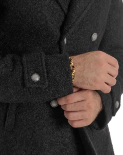 Cappotto Uomo Doppiopetto Corto Teddy Revers Nero Over-D OE1F2W5J44