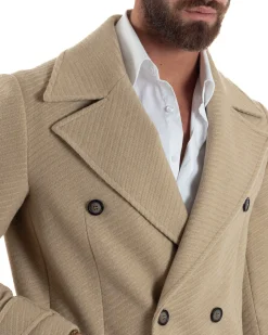 Cappotto Uomo Doppiopetto Diagonale Camel Over-D OE1F2W5K03
