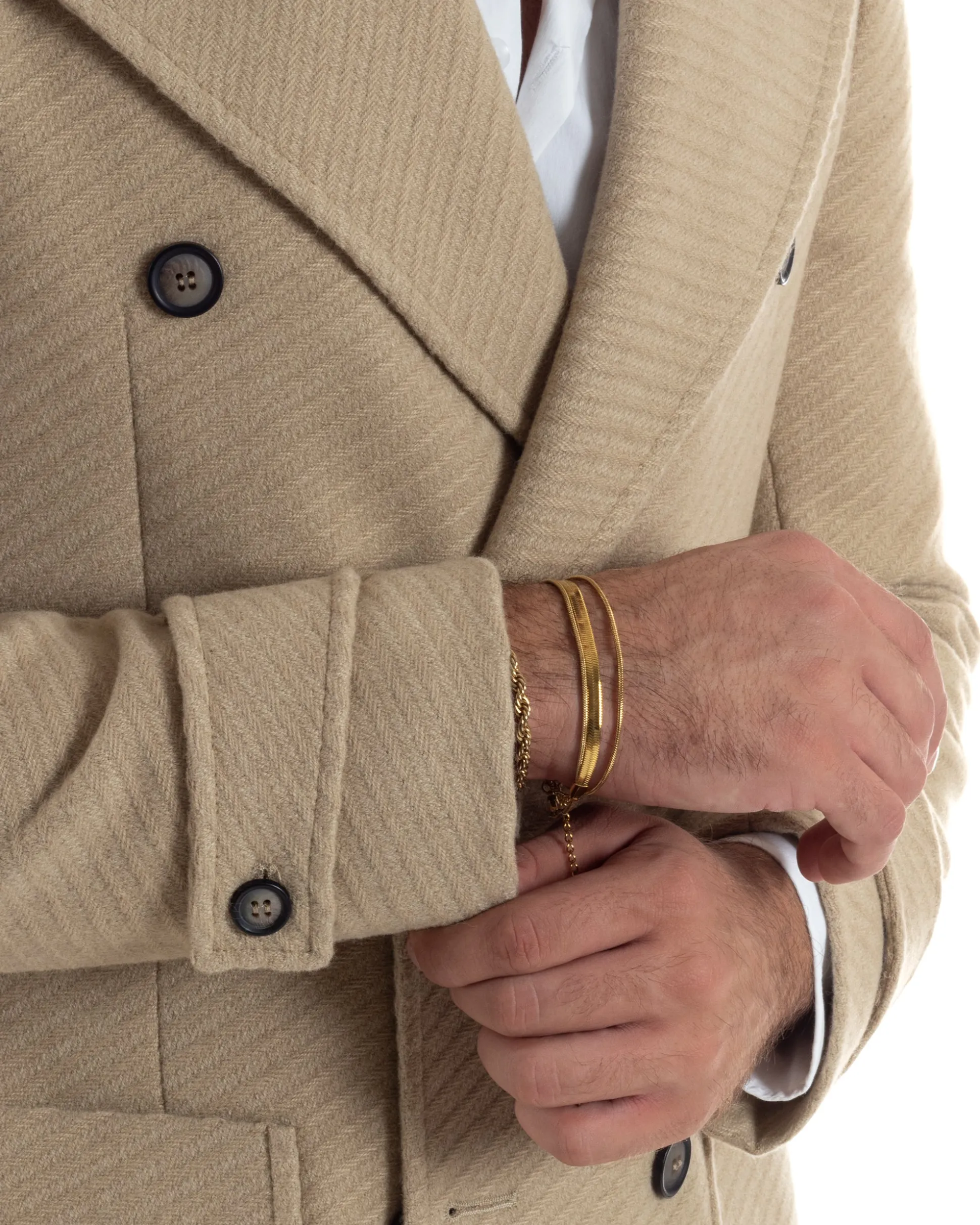 Cappotto Uomo Doppiopetto Diagonale Camel Over-D OE1F2W5K03