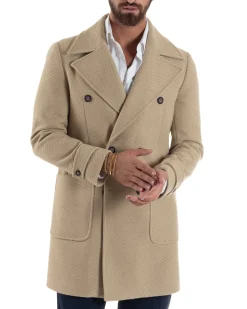 Cappotto Uomo Doppiopetto Diagonale Camel Over-D OE1F2W5K03