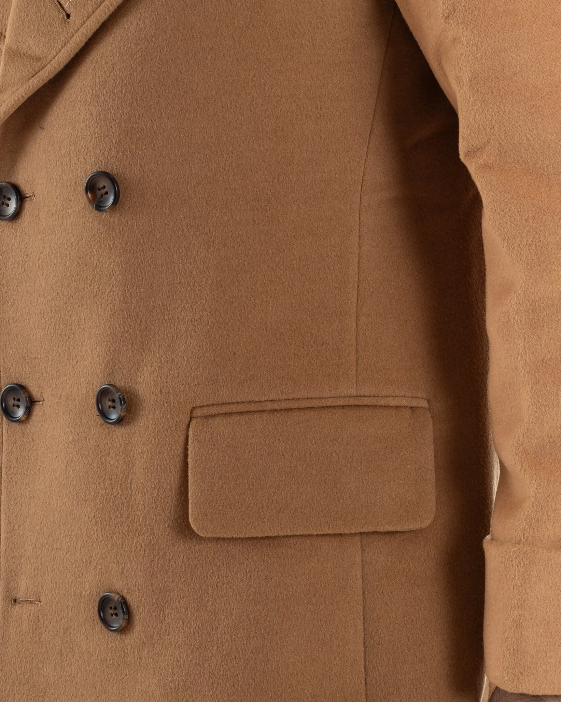Cappotto Uomo Doppiopetto Lungo Revers A Lancia Tessuto Panno Tinta Unita Camel CO1086A