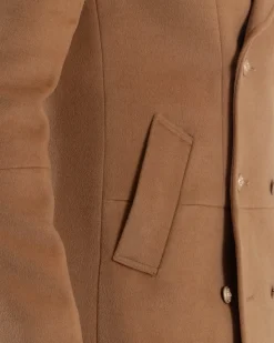 Cappotto Uomo Doppiopetto Lungo Revers A Lancia Tessuto Panno Bottoni Oro Camel CO1080A