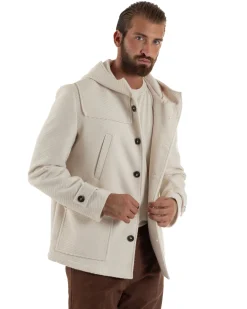 Cappotto Uomo Giacca Con Cappuccio Panna Overd-D OE1F2W5J30