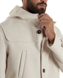 Cappotto Uomo Giacca Con Cappuccio Panna Overd-D OE1F2W5J30