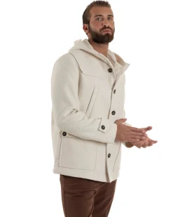 Cappotto Uomo Giacca Con Cappuccio Panna Overd-D OE1F2W5J30
