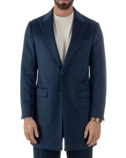 Cappotto Uomo Monopetto Classico Martingala Blu CO1102A