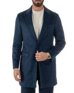 Cappotto Uomo Monopetto Classico Martingala Blu CO1102A