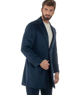 Cappotto Uomo Monopetto Classico Martingala Blu CO1102A