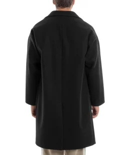 Cappotto Uomo Oversize Monopetto Maniche Raglan Collo Rever Nero CO1064A