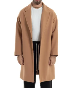 Cappotto Uomo Oversize Monopetto Maniche Raglan Collo Rever Camel CO1063A