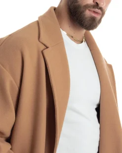 Cappotto Uomo Oversize Monopetto Maniche Raglan Collo Rever Camel CO1063A