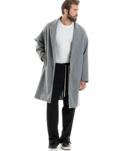 Cappotto Uomo Oversize Monopetto Maniche Raglan Collo Rever Grigio CO1065A