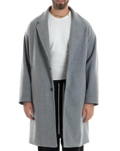 Cappotto Uomo Oversize Monopetto Maniche Raglan Collo Rever Grigio CO1065A