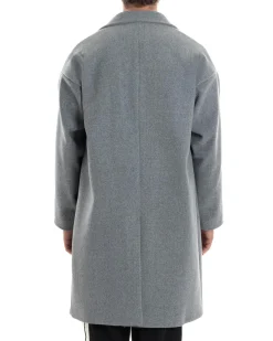 Cappotto Uomo Oversize Monopetto Maniche Raglan Collo Rever Grigio CO1065A