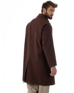 Cappotto Uomo Oversize Monopetto Maniche Raglan Collo Rever Marrone CO1076A