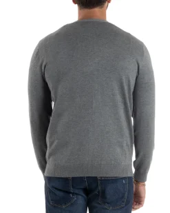 Cardigan Maglia Sottile Scollo a V Basic Grigio M2691A